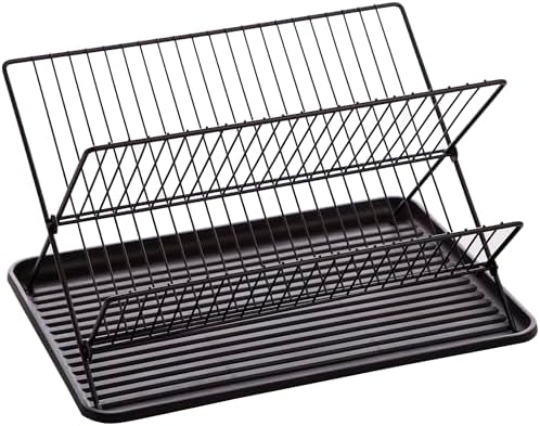 BINO 2-Tier Collapsible Dish Rack, Matte Black