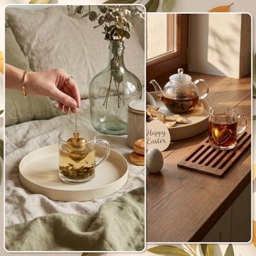 20 Pcs Gold Stainless Steel Tea Strainer Tea Ball Infuser, Heart Shape