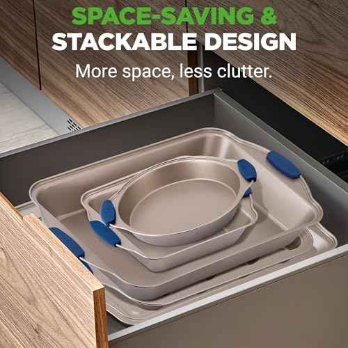 NutriChef 6-Piece Nonstick Bakeware Set - Premium Carbon Steel Baking Trays w/Heat-Safe Silicone Handles - Includes Loaf Pan, Muffin/Cupcake Pan, Round & Square Roaster Pans, Cookie Sheet - NCSBSG36