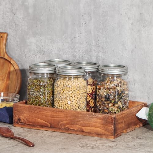 12 Pack 32 oz Wide Mouth Mason Jars - Heavy Duty Glass Storage Jars