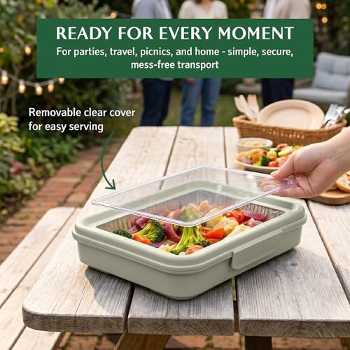 9x13 Pan Carrier with Aluminum Foil Pan – Insulated Food Carrier for