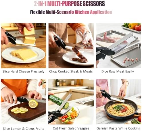 2-in-1 Kitchen Scissors with Cutting Board,Salad scissors.