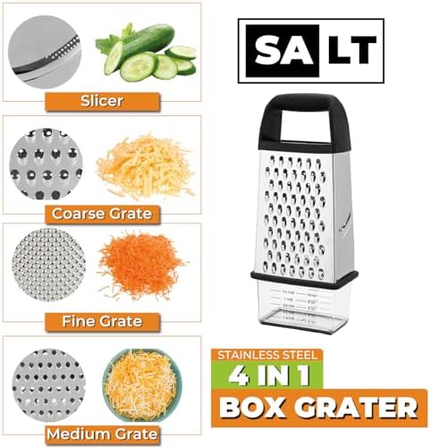 XL4-Sided Cheese Grater for Kitchen With Container- 100% BPA-Free