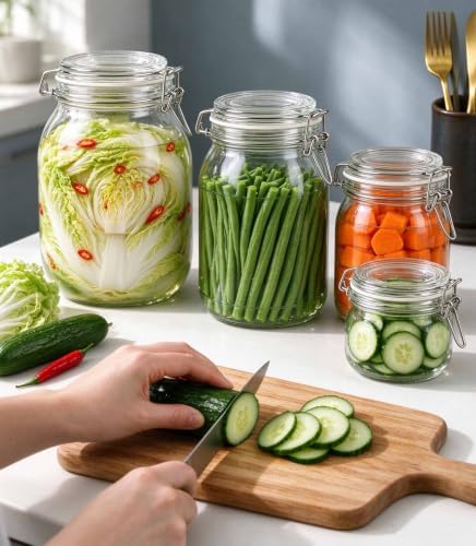 17 oz Glass Jars 4Pack with Airtight Lids,Wide Mouth Food Storage