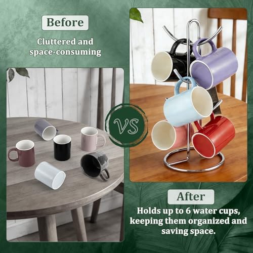 2Pcs Mug Holder Tree with 6 Hooks, 6.81x15.35inch Iron Coffee Cup