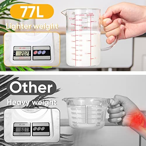 77L High Borosilicate Glass Measuring Cup with Handle