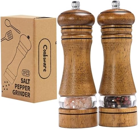 Salt and Pepper Grinder Set, 6 Inches, 2 Pack