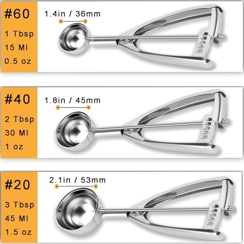 Fayomir Cookie Scoop Set - Small/1 Tbsp, Medium/2 Tbsp, Large/3 Tbsp