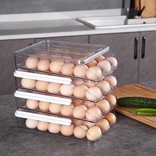 Sooyee 4-Layer Rolling Egg Container, Clear