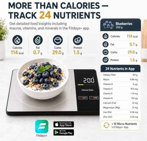 Smart Nutrition Food Scale with App - 1g Precision Digital Kitchen