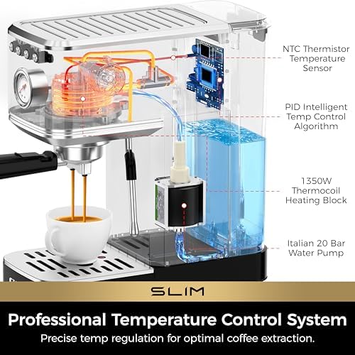 CHULUX Espresso Machine with Conical Burr Grinder, Black