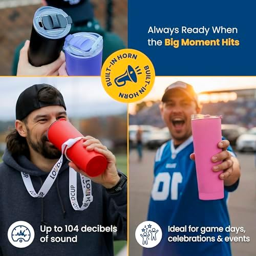 The LoudCup 23 oz 2-in-1 Water Bottle & Noisemaker, Jet Black