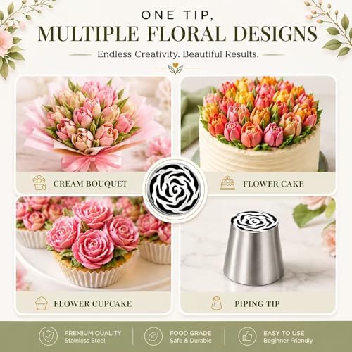 4pcs Russian Piping Tips Set Extra Large Stainless Steel Flower Icing