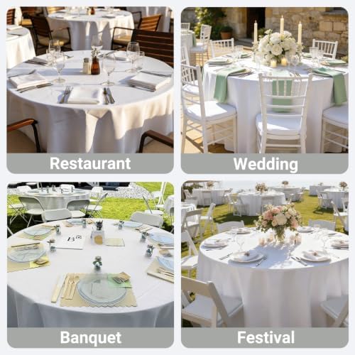 MRJ Round Tablecloth 90 Inch Washable Resistant Wrinkle Polyester