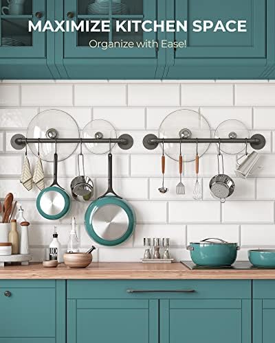 OROPY 21'' Pot Rack Wall Mounted, Iron Pipe Hanging Rack, 10 S Hooks, 2Pack