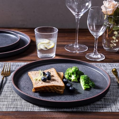 LERATIO Stoneware Dinnerware Sets for 8,24-Piece Matte Plates and Bowls Set