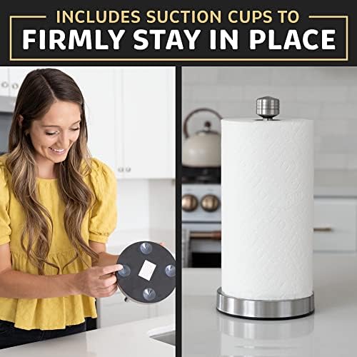 Stainless Steel Paper Towel Holder with Suction Cups, Silver