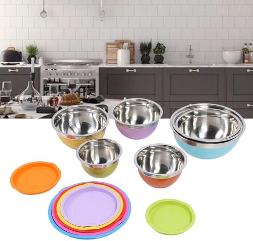 7PCS Stainless Steel Mixing Bowl Set Safe Lids for Food Freshness