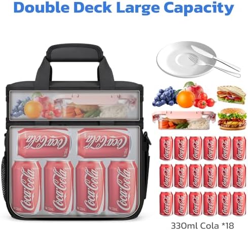 Maelstrom Insulated Lunch Box, 20L Double Deck Cooler Bag for Men