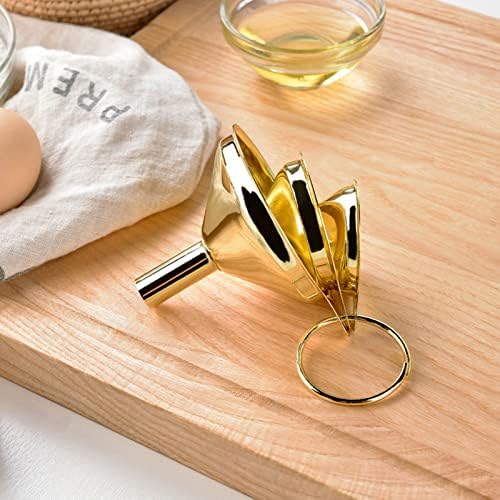 Stainless Steel Funnel, 3 Pack Gold Metal Kitchen Funnel Set, Food
