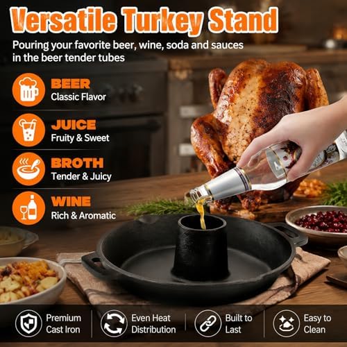 Vertical Cast Iron Chicken Roaster with Roasting Pan