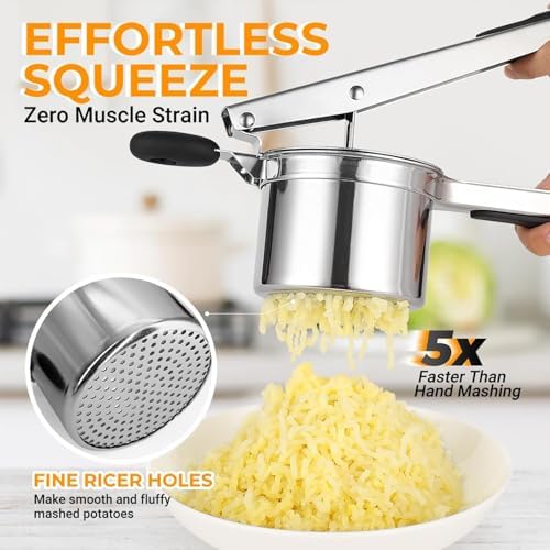 Large 15oz Potato Ricer Heavy Duty Stainless Steel Potato Masher and