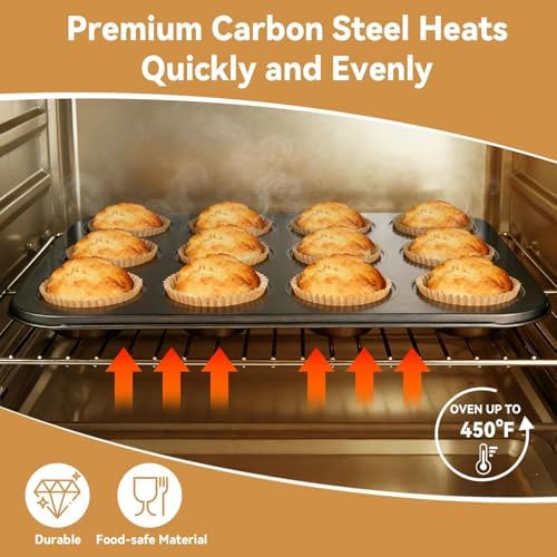 Artcochan 2 Pack Muffin Pan with 100 Cupcake Liners, 12 Cup Nonstick