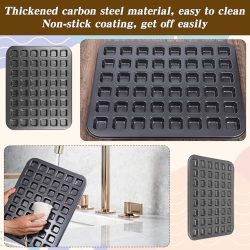 2 Pcs 48-cavity Mini Brownie Bites Baking Pan Mini Square Cake Pans