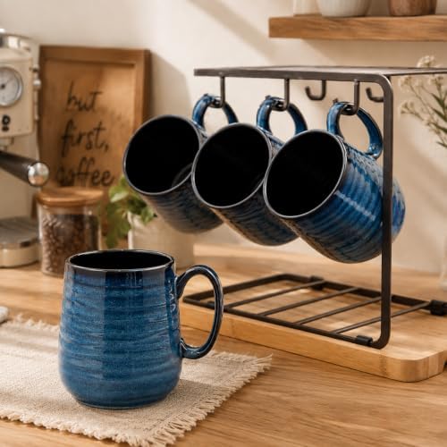 HASENSE Coffee Mugs Set of 4, 15 Ounce Porcelain Mug Set with Handle