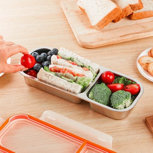 Stainless Steel Snack Containers with Lids, Reusable Condiment Box