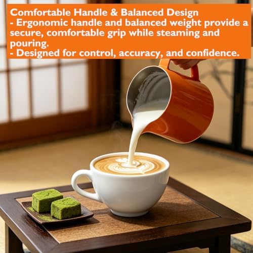 600ml(20oz) Milk Frothing Pitcher, Stainless Steel Milk Steamer Cup