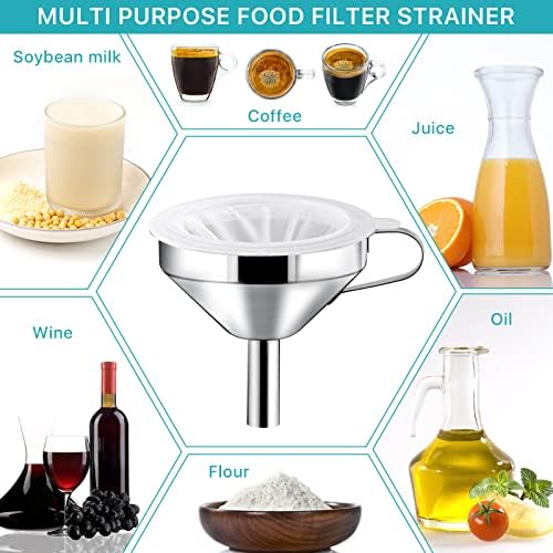 4 Pcs 200 Mesh Food Filter Strainer with 1 Pcs Funnel and Squeezing