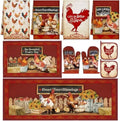 Fourluoo 10 Pcs Red Rooster Kitchen Set Towels Oven Mitts Pot Holders
