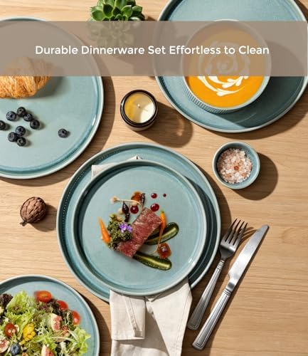 GBHOME Stoneware Dinnerware Sets for 8, 24-Piece Plates and Bowls Set