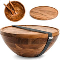 Public House Large Wooden Salad Bowl Set 12.5 Inch with Serving