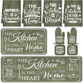 Fourluoo 10 Pcs Sage Green Kitchen Decor Set Farmhouse