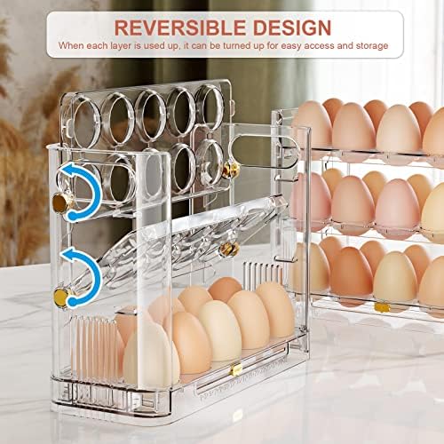 Reversible Egg Holder for Refrigerator and Countertop, 30 Eggs