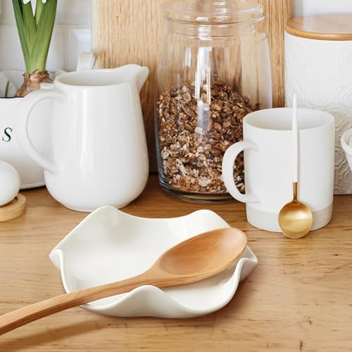 5.12 Inch Spoon Rest for Stove Top, White