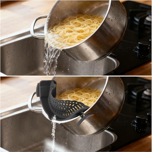 3 Pcs Silicone Clip-on Food Strainer Pasta Strainer for All Pots and