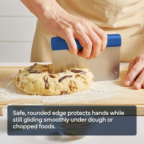 Misen Stainless Steel Bench Scraper - Versatile Food Scraper with Blue