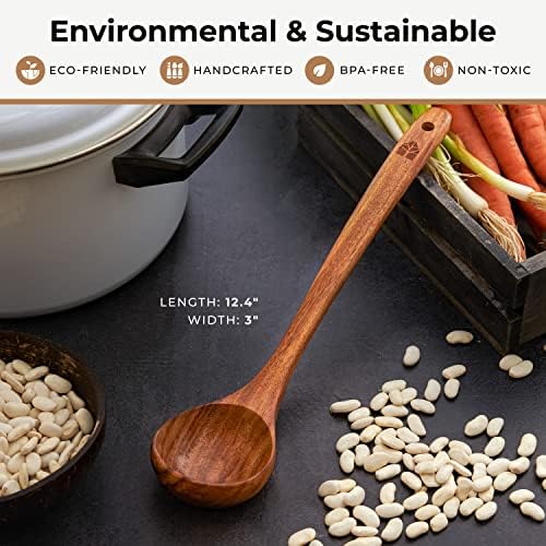 Acacia Wood Spatula and Teak Ladle Set