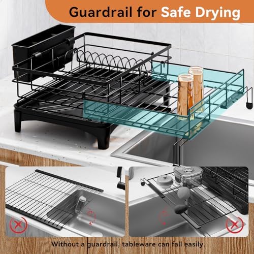 Laveshop Expandable Dish Drying Rack, Black