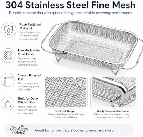 Stainless Steel Telescopic Drainer Basket Expandable Sink