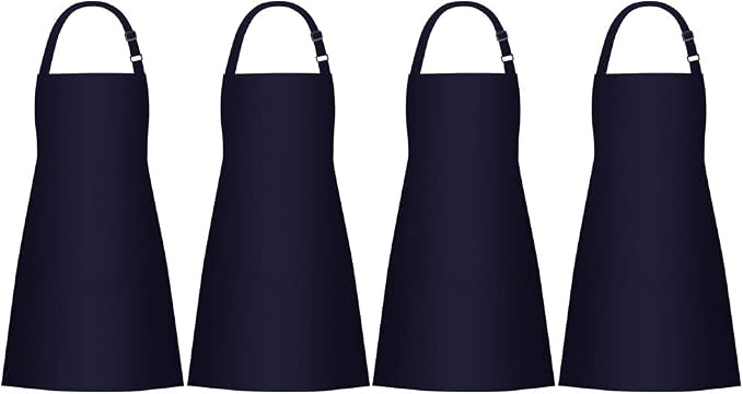 Jubatus 4 Pack Bib Aprons with 2 Pockets Cooking Chef Kitchen Apron by Jubatus