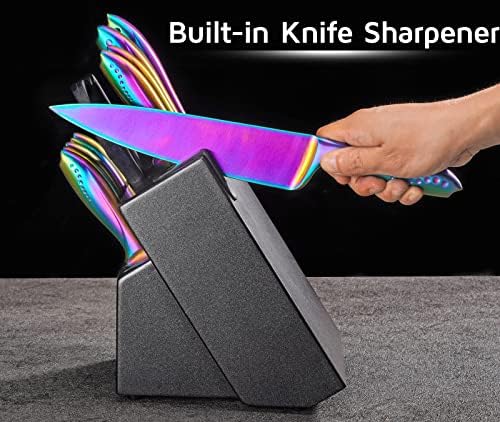 WELLSTAR Rainbow 14-Piece German Stainless Steel Knife Set