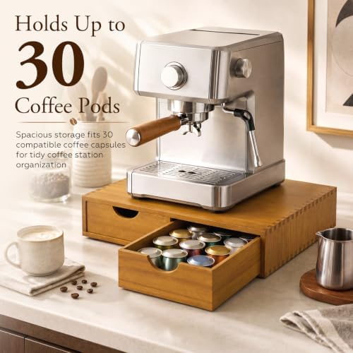 Novabright Coffee Maker Pod Holder Drawer, 30 Pods
