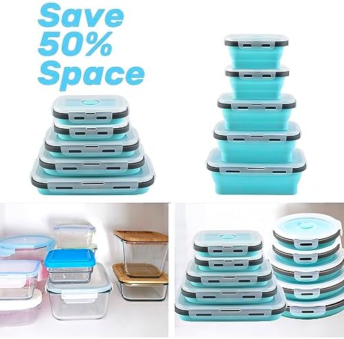 GEMLORD 10 Pieces Collapsible Food Storage Containers Foldable