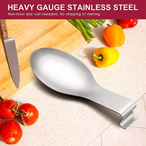 E-far Spoon Rest Set of 2, Stainless Steel Spoon Ladle Holder Spatula