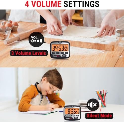 TempPro TM01 2-in-1 Kitchen Timer with 12/24H Clock