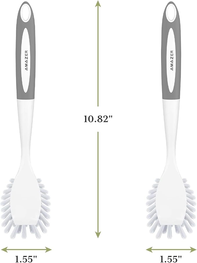 Amazer Dish Brush with Handle, 2 Pack Kitchen Scrub Brushes - Image 3